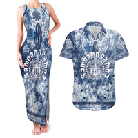 Samoa 685 Couples Matching Tank Maxi Dress and Hawaiian Shirt Polynesian Pattern Tie Dye Style