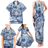 Samoa 685 Family Matching Tank Maxi Dress and Hawaiian Shirt Polynesian Pattern Tie Dye Style