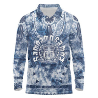 Samoa 685 Long Sleeve Polo Shirt Polynesian Pattern Tie Dye Style