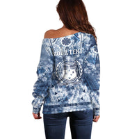 Samoa 685 Off Shoulder Sweater Polynesian Pattern Tie Dye Style