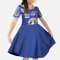 Hafa Adai Northern Mariana Islands Family Matching Tank Maxi Dress and Hawaiian Shirt Polynesian Tribal Pattern LT05 Daughter's Dress Blue - Polynesian Pride