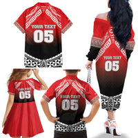 Custom Rugby Tonga MMT Family Matching Off The Shoulder Long Sleeve Dress and Hawaiian Shirt Mana O Tonga LT05 - Polynesian Pride