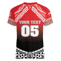 Custom Rugby Tonga MMT Women V-Neck T-Shirt Mana O Tonga - Polynesian Pride
