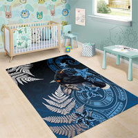 New Zealand Huia Bird Area Rug Aotearoa Maori Pattern