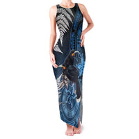 New Zealand Huia Bird Family Matching Tank Maxi Dress and Hawaiian Shirt Aotearoa Maori Pattern