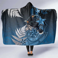 New Zealand Huia Bird Hooded Blanket Aotearoa Maori Pattern