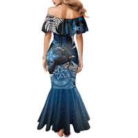 New Zealand Huia Bird Mermaid Dress Aotearoa Maori Pattern