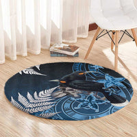 New Zealand Huia Bird Round Carpet Aotearoa Maori Pattern LT05 - Polynesian Pride