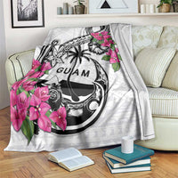 Guam Chamorro Blanket Bougainvillea White Polynesian Tribal Pattern LT05 White - Polynesian Pride