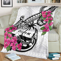 Guam Chamorro Blanket Bougainvillea White Polynesian Tribal Pattern LT05 - Polynesian Pride