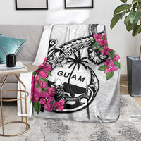Guam Chamorro Blanket Bougainvillea White Polynesian Tribal Pattern LT05 - Polynesian Pride