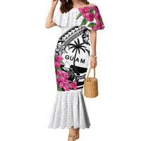 Guam Chamorro Family Matching Mermaid Dress and Hawaiian Shirt Bougainvillea White Polynesian Tribal Pattern LT05 Mom's Dress White - Polynesian Pride