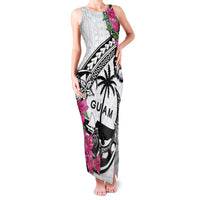 Guam Chamorro Family Matching Tank Maxi Dress and Hawaiian Shirt Bougainvillea White Polynesian Tribal Pattern