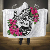 Guam Chamorro Hooded Blanket Bougainvillea White Polynesian Tribal Pattern