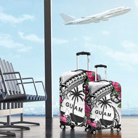 Guam Chamorro Luggage Cover Bougainvillea White Polynesian Tribal Pattern