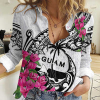 Guam Chamorro Women Casual Shirt Bougainvillea White Polynesian Tribal Pattern LT05 Female White - Polynesian Pride