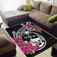 Guam Chamorro Area Rug Bougainvillea Black Polynesian Tribal Pattern
