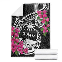 Guam Chamorro Blanket Bougainvillea Black Polynesian Tribal Pattern LT05 - Polynesian Pride