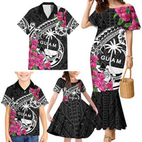 Guam Chamorro Family Matching Mermaid Dress and Hawaiian Shirt Bougainvillea Black Polynesian Tribal Pattern LT05 - Polynesian Pride