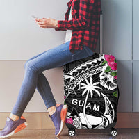 Guam Chamorro Luggage Cover Bougainvillea Black Polynesian Tribal Pattern