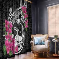 Guam Chamorro Window Curtain Bougainvillea Black Polynesian Tribal Pattern