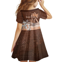 Personalised Bula Fiji Family Matching Long Sleeve Bodycon Dress and Hawaiian Shirt Fijian Masi Pattern With Brown Coat Of Arms LT05 - Polynesian Pride