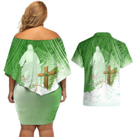 Happy Palm Sunday Couples Matching Off Shoulder Short Dress and Hawaiian Shirt With Polynesian Pattern LT05 - Polynesian Pride
