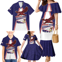 Personalised American Samoa Flag Day Family Matching Mermaid Dress and Hawaiian Shirt Flag Style