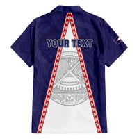 Personalised American Samoa Flag Day Family Matching Off The Shoulder Long Sleeve Dress and Hawaiian Shirt Flag Style