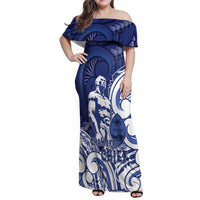 Guam Chief Kepuha Family Matching Off Shoulder Maxi Dress and Hawaiian Shirt Chamorro Pride