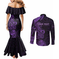 Personalised Lupus Warrior Couples Matching Mermaid Dress and Long Sleeve Button Shirt Never Give Up Polynesian Style