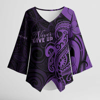 Personalised Lupus Warrior Kimono Sleeve Blouse Never Give Up Polynesian Style