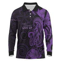 Personalised Lupus Warrior Long Sleeve Polo Shirt Never Give Up Polynesian Style
