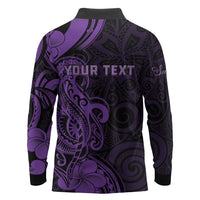 Personalised Lupus Warrior Long Sleeve Polo Shirt Never Give Up Polynesian Style