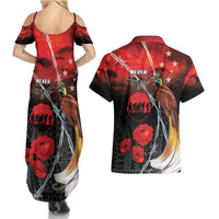 Papua New Guinea Remembrance Day Couples Matching Summer Maxi Dress and Hawaiian Shirt Lest We Forget LT05 - Polynesian Pride