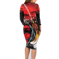 Papua New Guinea Remembrance Day Family Matching Long Sleeve Bodycon Dress and Hawaiian Shirt Lest We Forget LT05 - Polynesian Pride