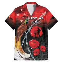 Papua New Guinea Remembrance Day Family Matching Mermaid Dress and Hawaiian Shirt Lest We Forget LT05 Dad's Shirt - Short Sleeve Red - Polynesian Pride
