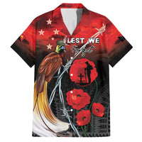 Papua New Guinea Remembrance Day Family Matching Off Shoulder Short Dress and Hawaiian Shirt Lest We Forget LT05 Dad's Shirt - Short Sleeve Red - Polynesian Pride