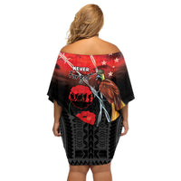 Papua New Guinea Remembrance Day Family Matching Off Shoulder Short Dress and Hawaiian Shirt Lest We Forget LT05 - Polynesian Pride