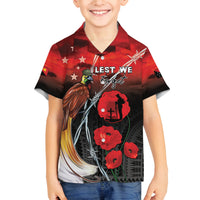 Papua New Guinea Remembrance Day Family Matching Off Shoulder Short Dress and Hawaiian Shirt Lest We Forget LT05 Son's Shirt Red - Polynesian Pride