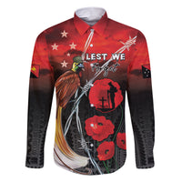 Papua New Guinea Remembrance Day Family Matching Short Sleeve Bodycon Dress and Hawaiian Shirt Lest We Forget LT05 Dad's Shirt - Long Sleeve Red - Polynesian Pride