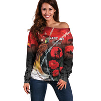 Papua New Guinea Remembrance Day Off Shoulder Sweater Lest We Forget