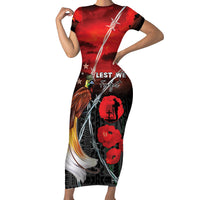 Papua New Guinea Remembrance Day Short Sleeve Bodycon Dress Lest We Forget