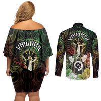 Vanuatu Happy Assumption Day Couples Matching Off Shoulder Short Dress and Long Sleeve Button Shirt