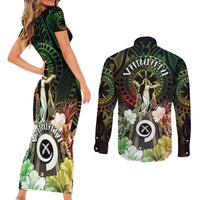 Vanuatu Happy Assumption Day Couples Matching Short Sleeve Bodycon Dress and Long Sleeve Button Shirt