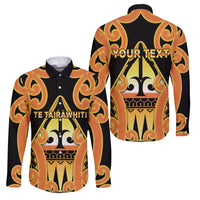Personalised New Zealand Te Tairawhiti Family Matching Long Sleeve Bodycon Dress and Hawaiian Shirt Maori Koru Pattern LT05 Dad's Shirt - Long Sleeve Orange - Polynesian Pride