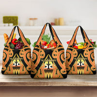 New Zealand Te Tairawhiti Grocery Bag Maori Koru Pattern LT05 3-pack One Size Orange - Polynesian Pride