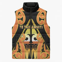 Personalised New Zealand Te Tairawhiti Sleeveless Puffer Jacket Maori Koru Pattern LT05 Unisex Orange - Polynesian Pride