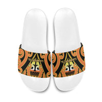 New Zealand Te Tairawhiti Slide Sandals Maori Koru Pattern LT05 Orange - Polynesian Pride