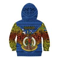 Vanuatu Tafea Province Kid Hoodie Coat Of Arms And Namele Fern Polynesian Pattern LT05 - Polynesian Pride